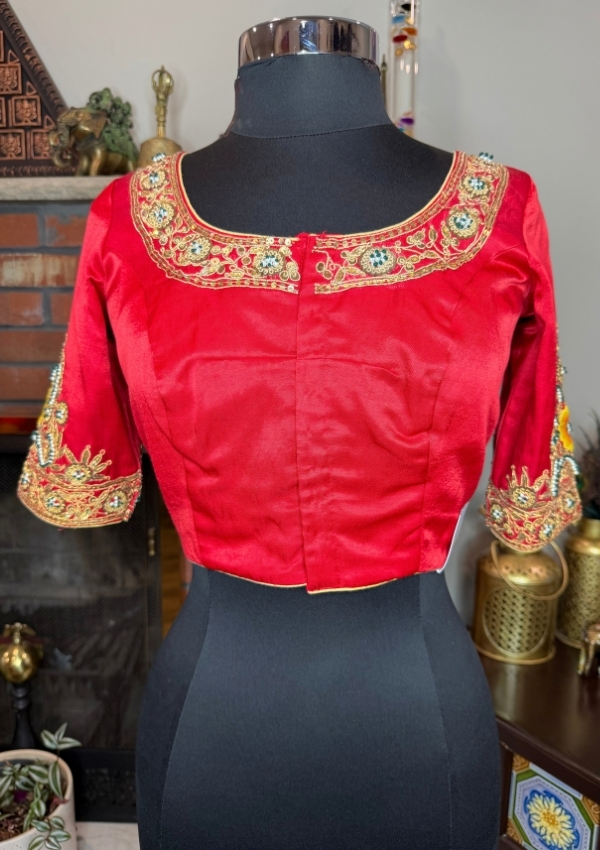 Red Gajji Silk Marodi Blouse